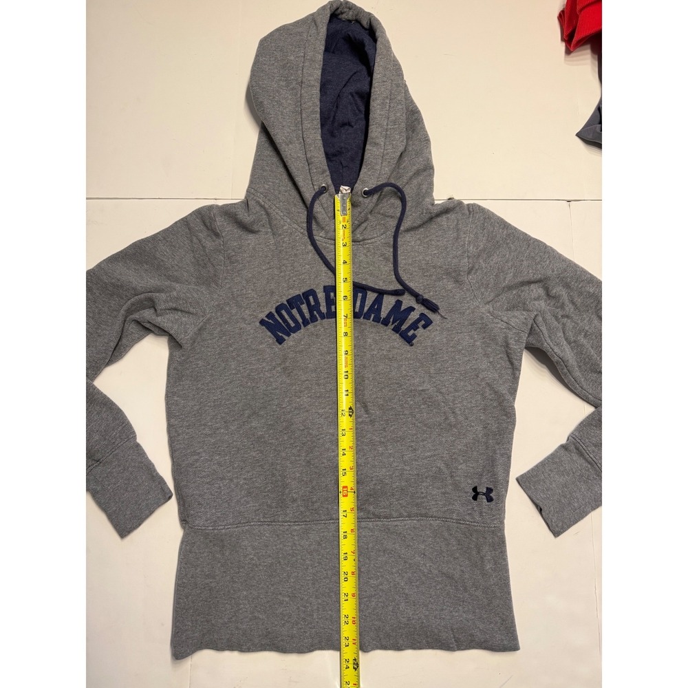 Under Armour Notre Dame Hoodie Womens Large Gray ColdGear Sweatshirt Elbow Patch - Picture 4 of 6